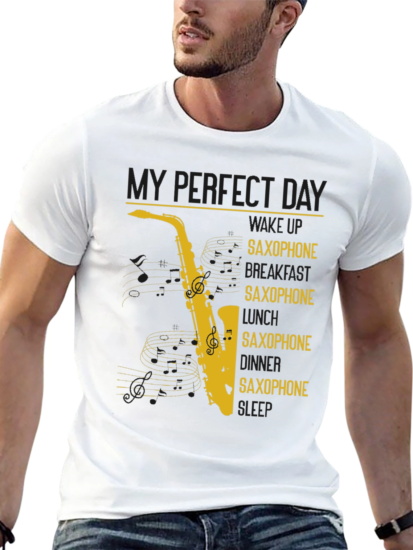 Saxophone Lover Graphic T-Shirt - Perfect Day Design