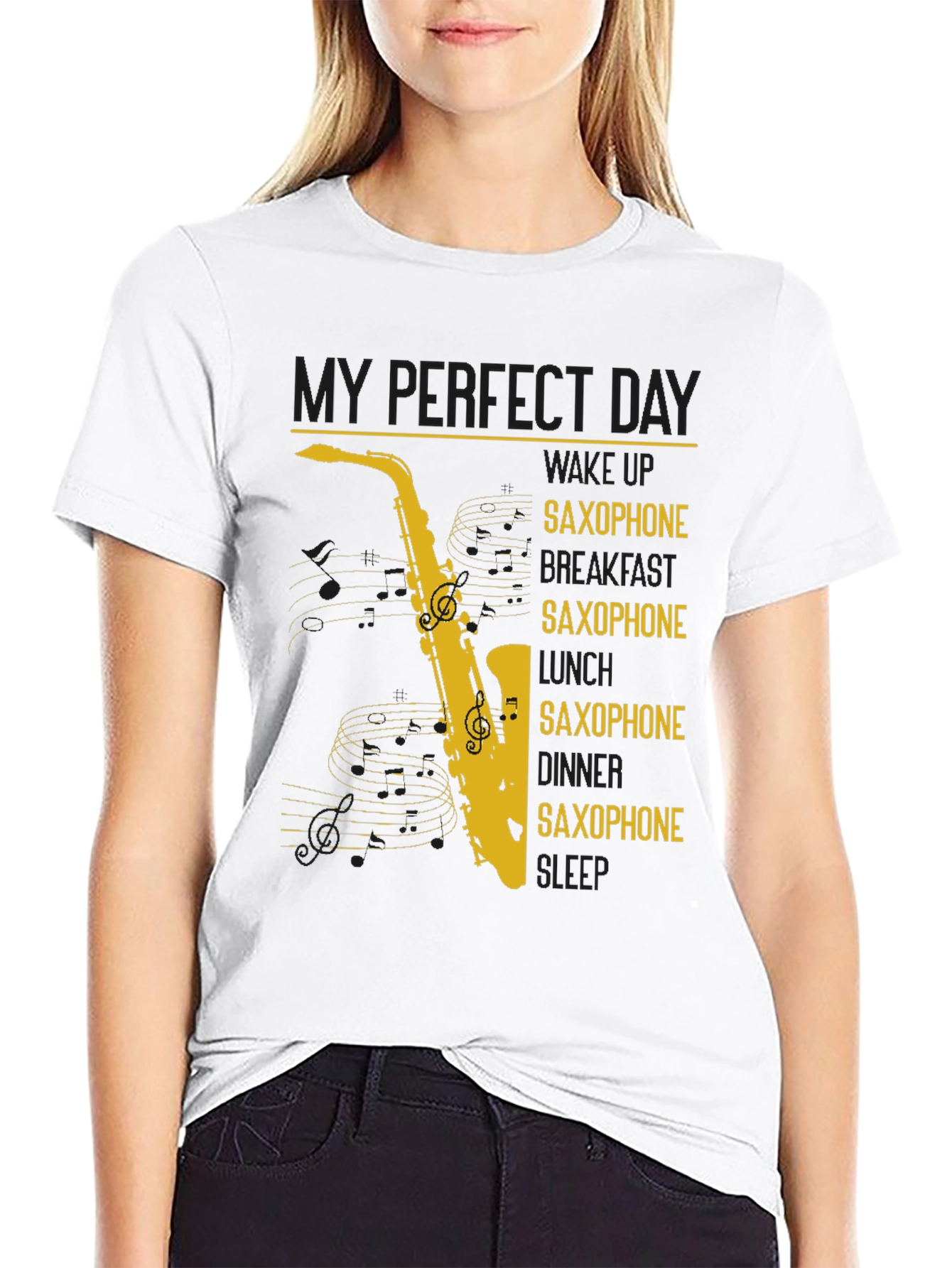 Saxophone Lover Graphic T-Shirt - Perfect Day Design