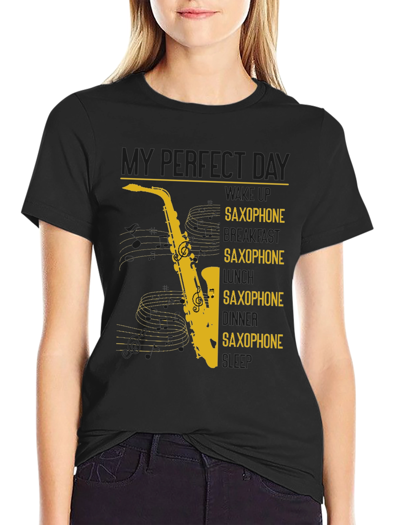 Saxophone Lover Graphic T-Shirt - Perfect Day Design