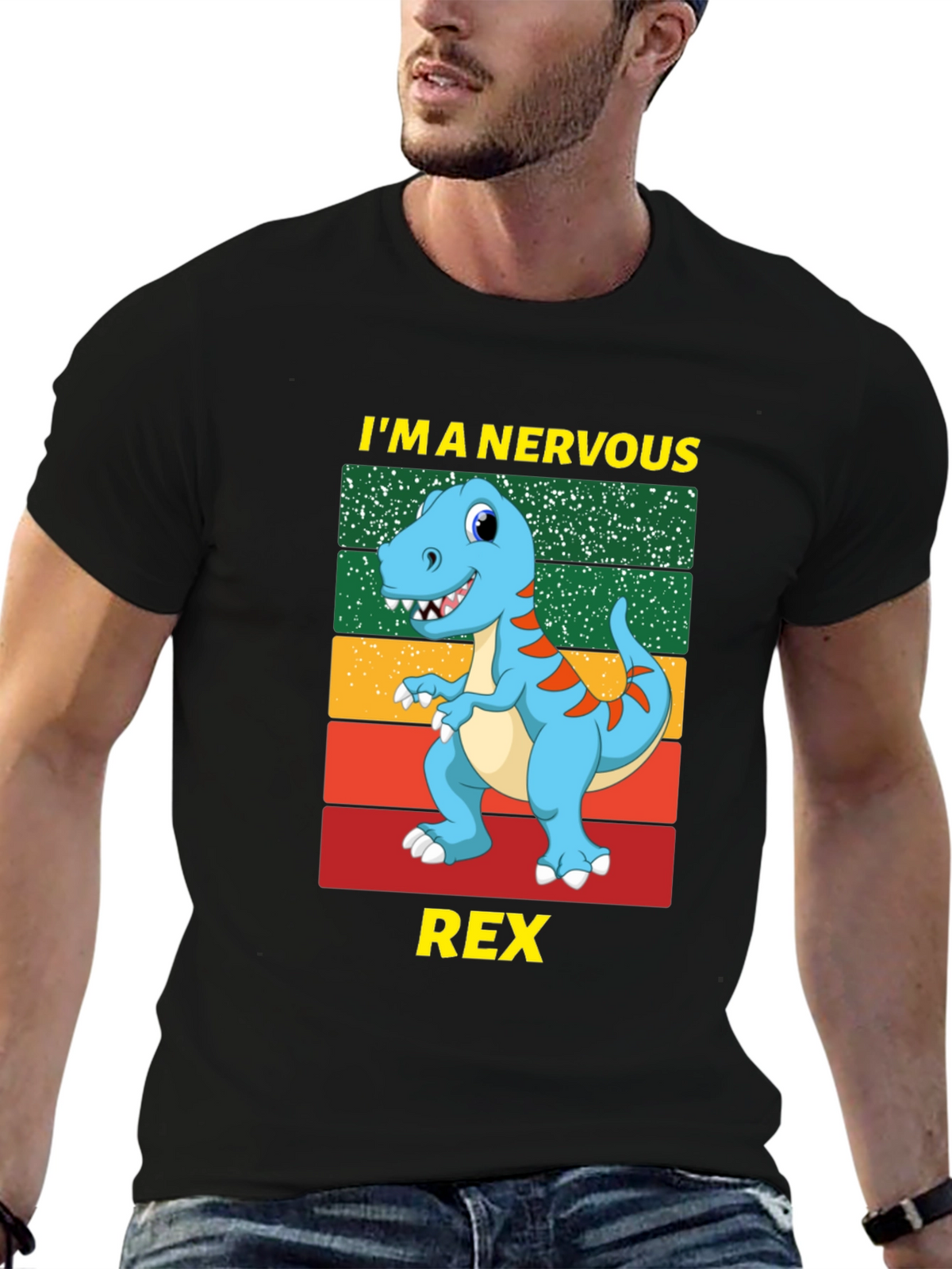 Nervous Rex T-Shirt: Funny Dinosaur Graphic Tee