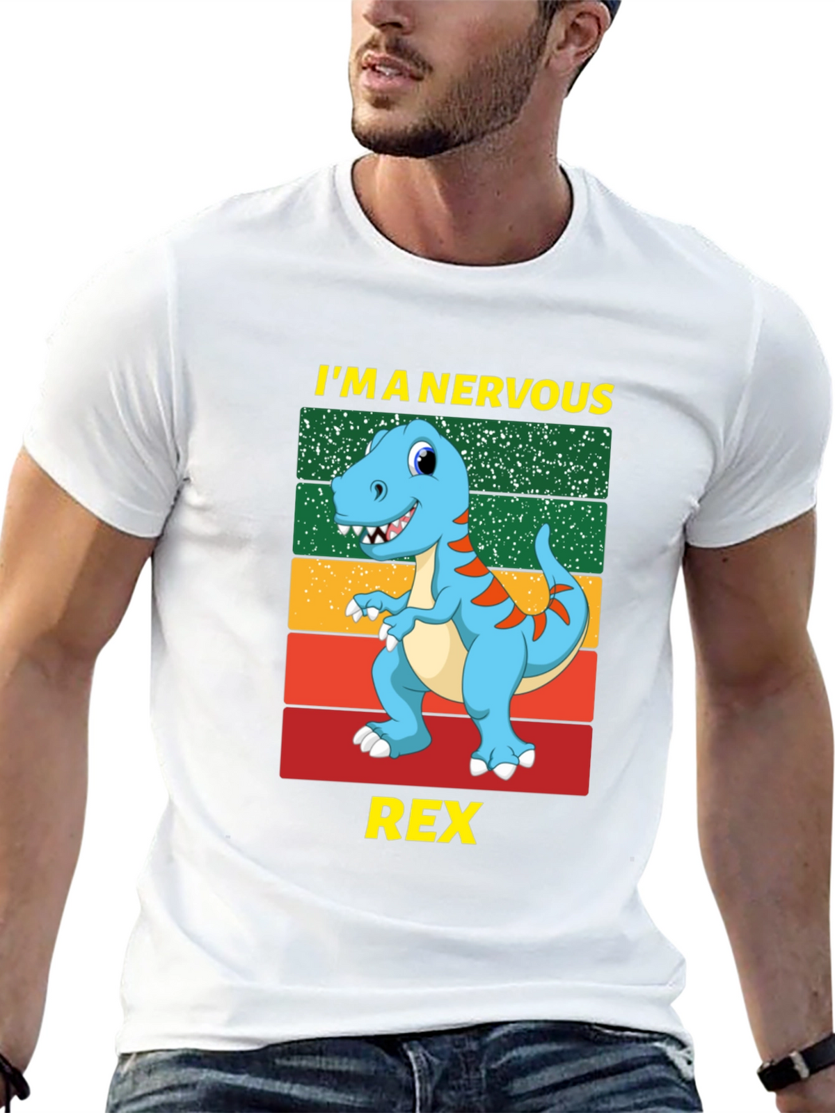 Nervous Rex T-Shirt: Funny Dinosaur Graphic Tee