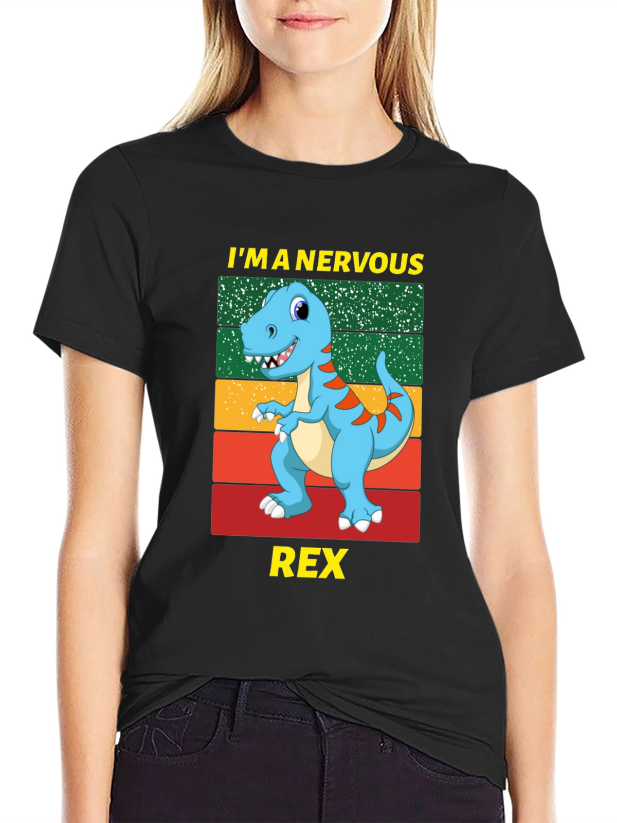 Nervous Rex T-Shirt: Funny Dinosaur Graphic Tee