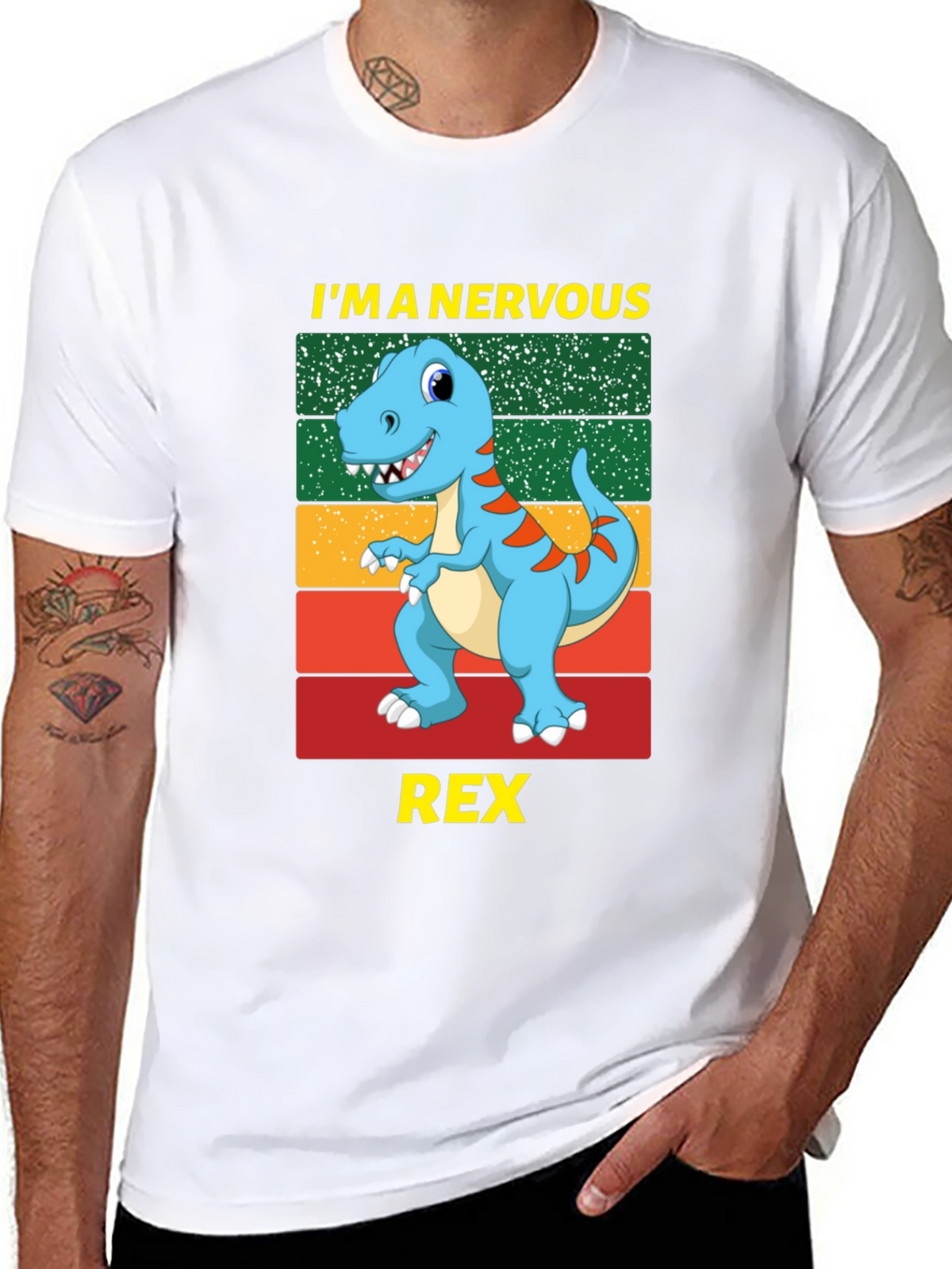 Nervous Rex T-Shirt: Funny Dinosaur Graphic Tee