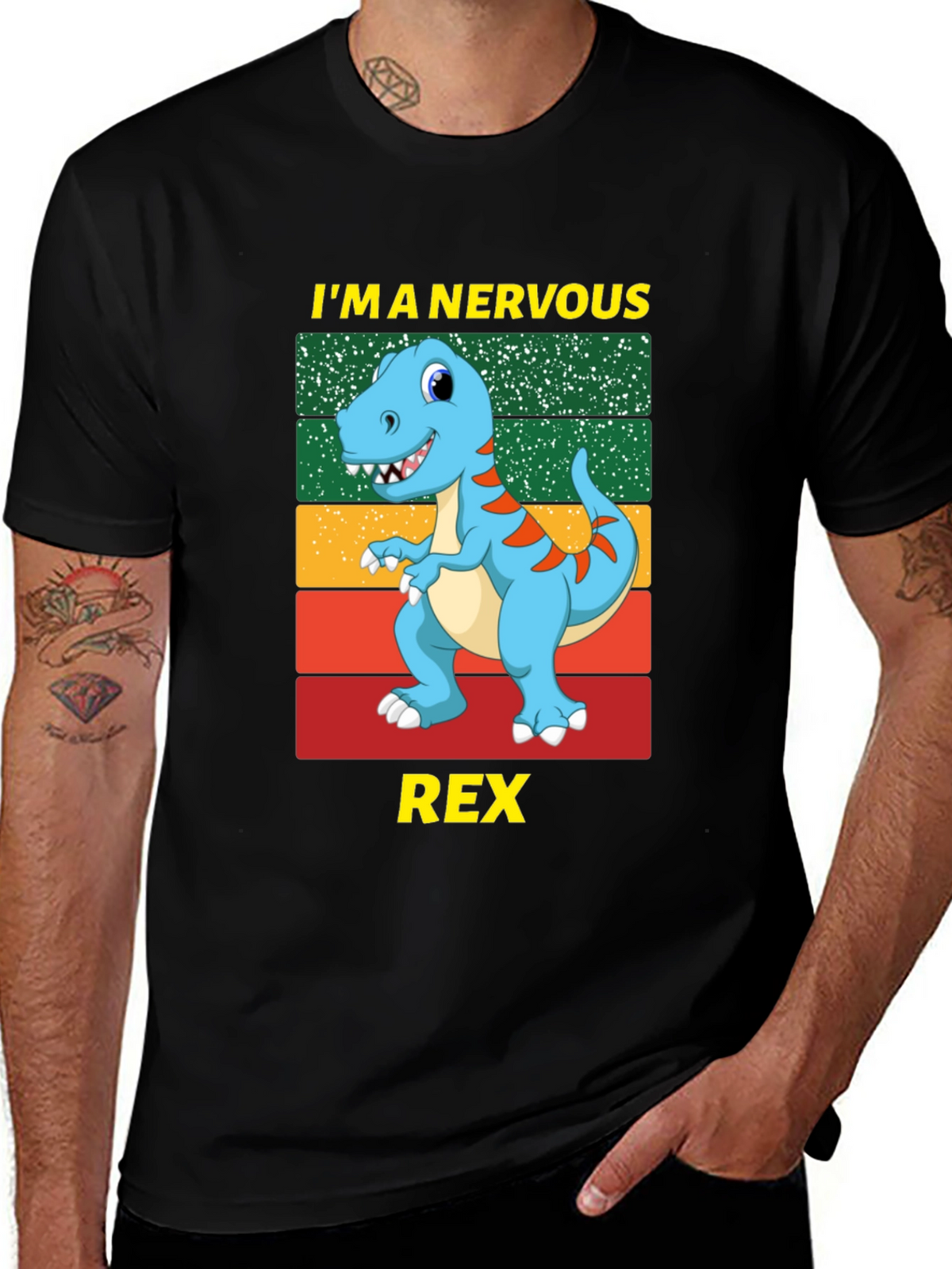 Nervous Rex T-Shirt: Funny Dinosaur Graphic Tee