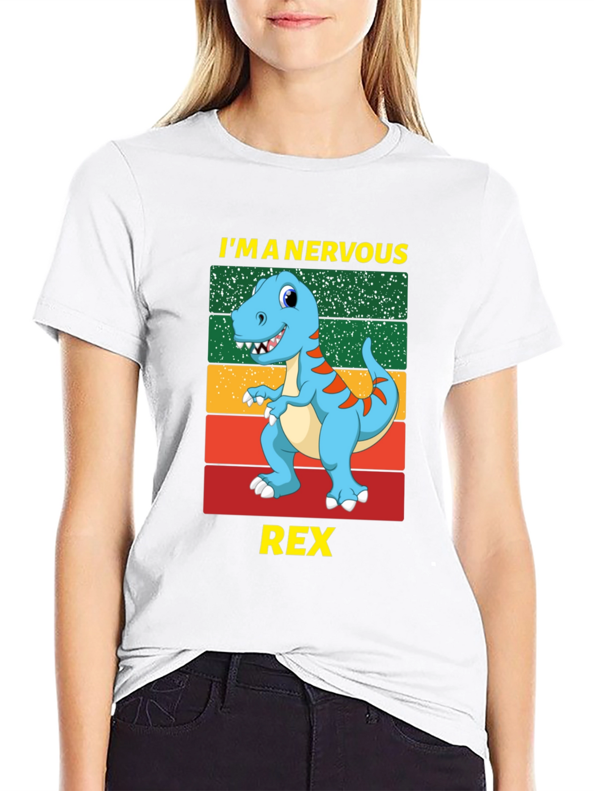 Nervous Rex T-Shirt: Funny Dinosaur Graphic Tee