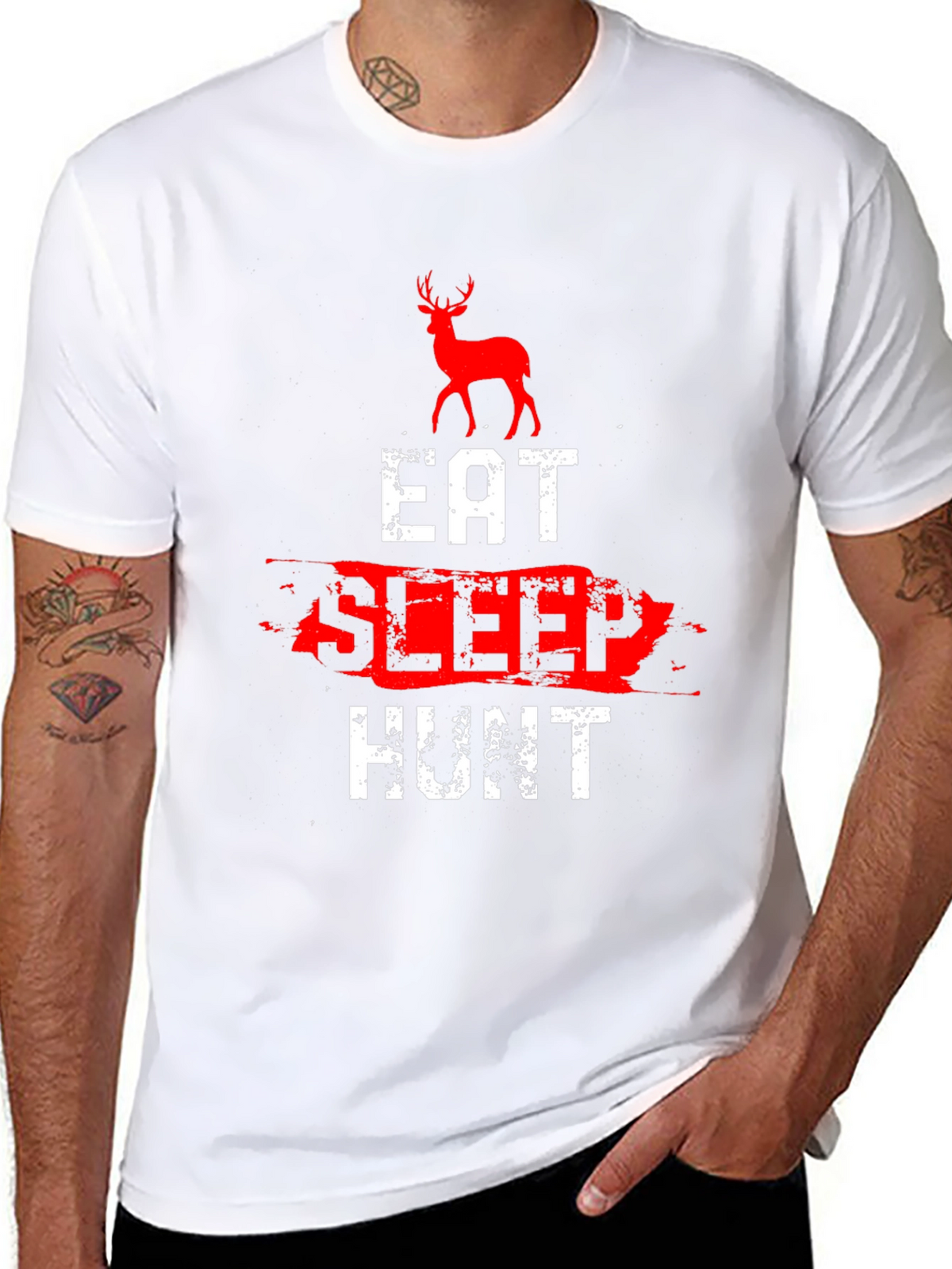 Eat Sleep Hunt Deer Graphic Tee - Black
