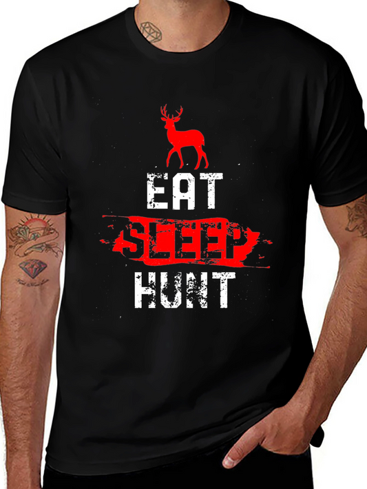 Eat Sleep Hunt Deer Graphic Tee - Black