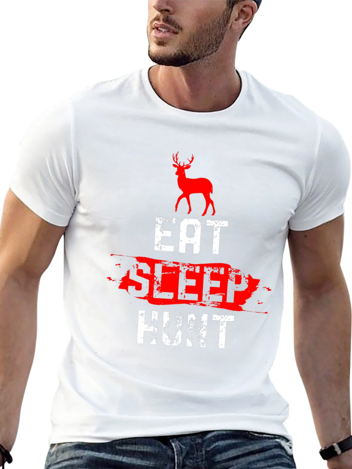 Eat Sleep Hunt Deer Graphic Tee - Black