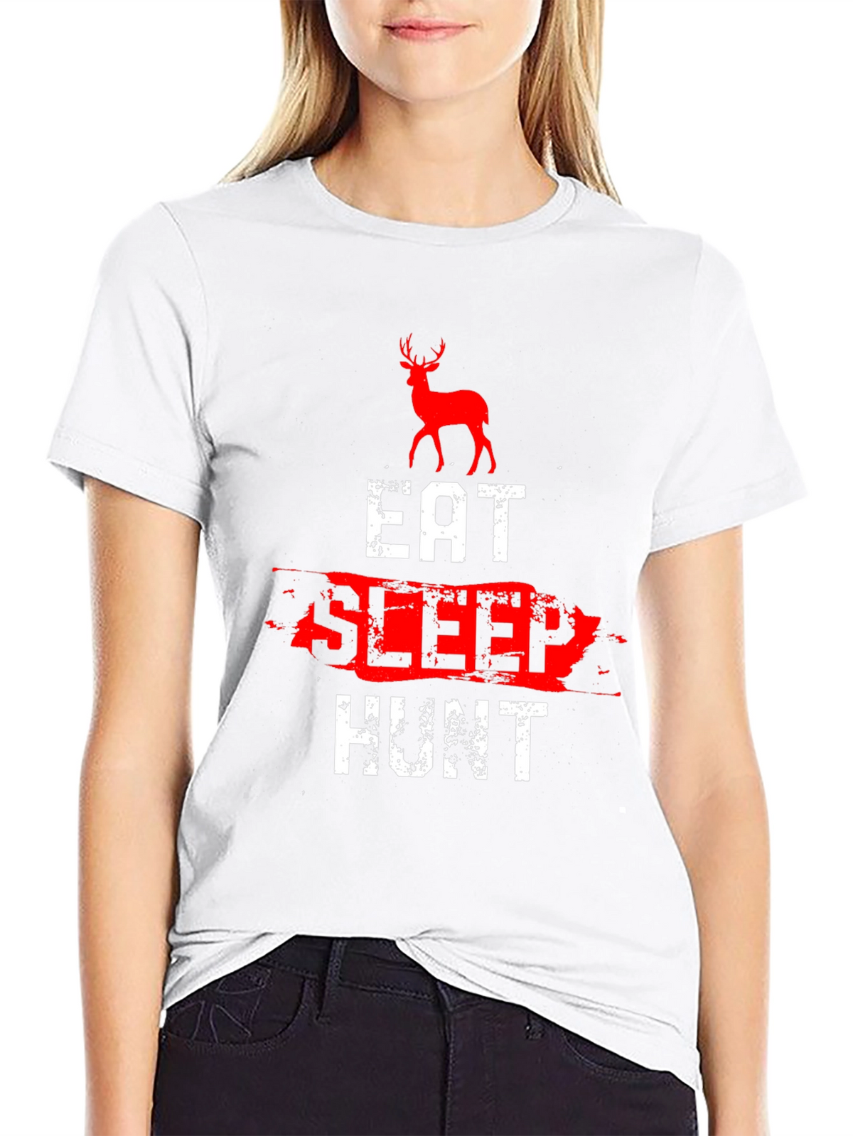 Eat Sleep Hunt Deer Graphic Tee - Black
