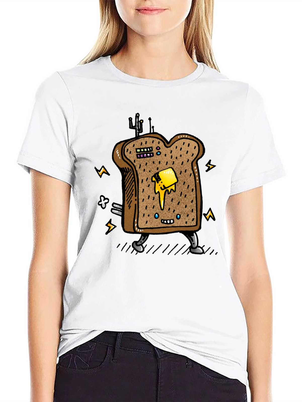 Animated Toast Graphic Black T-Shirt