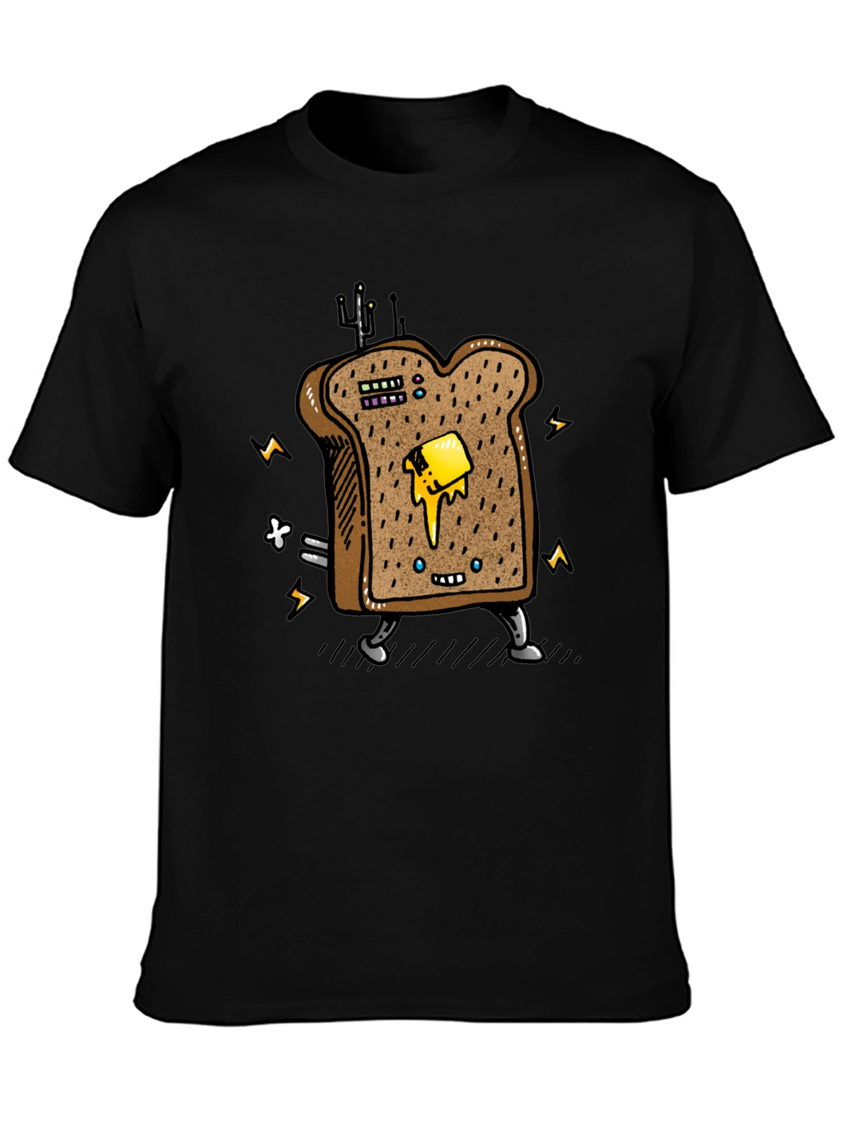 Animated Toast Graphic Black T-Shirt