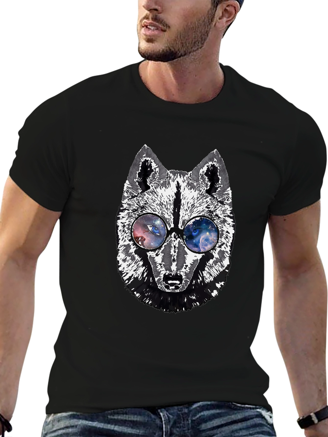 Wolf Graphic Tee - Galaxy Glasses