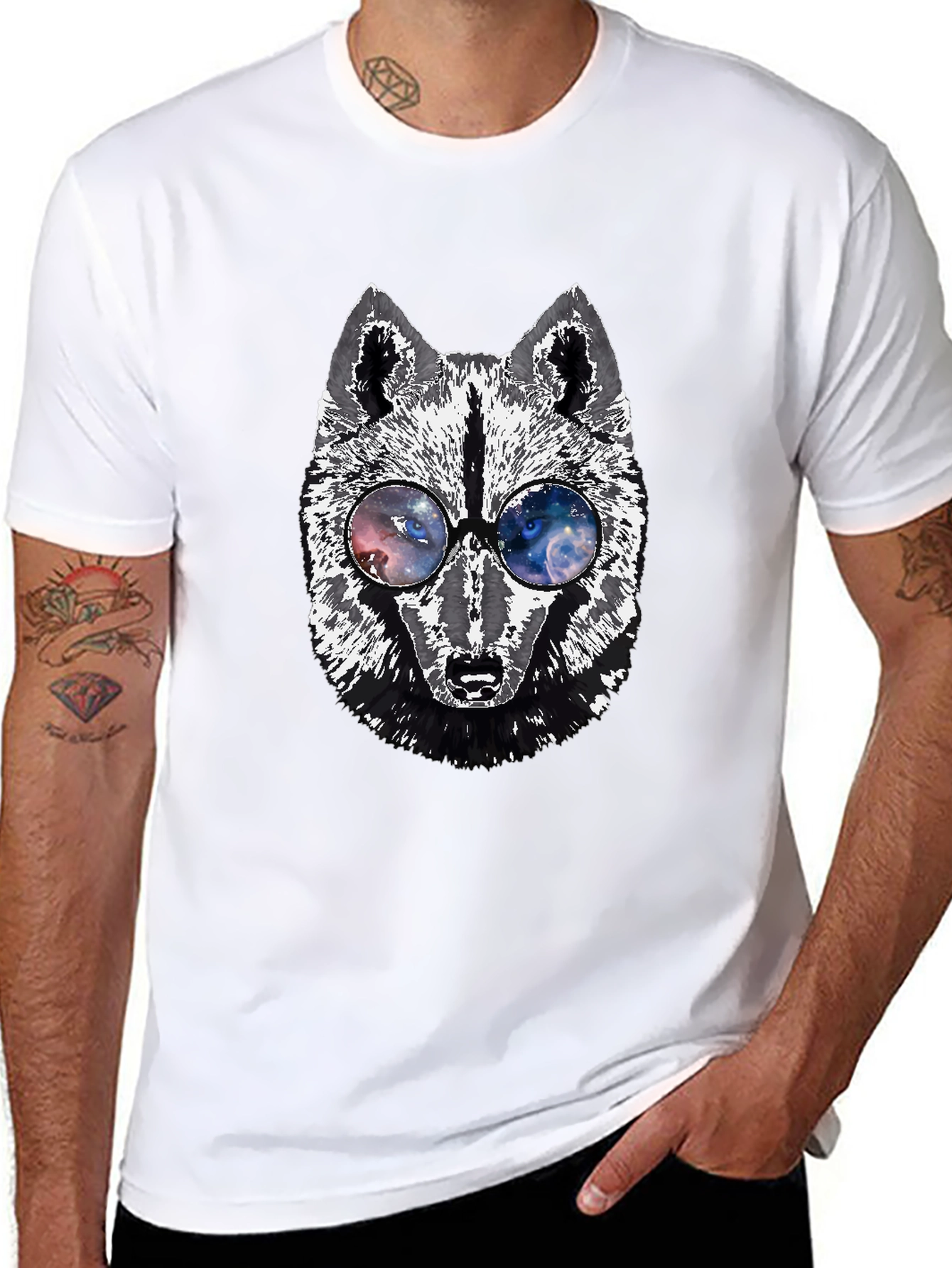 Wolf Graphic Tee - Galaxy Glasses