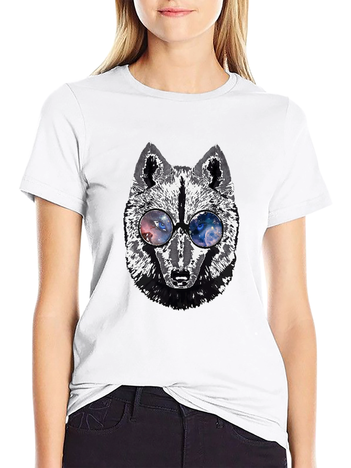 Wolf Graphic Tee - Galaxy Glasses