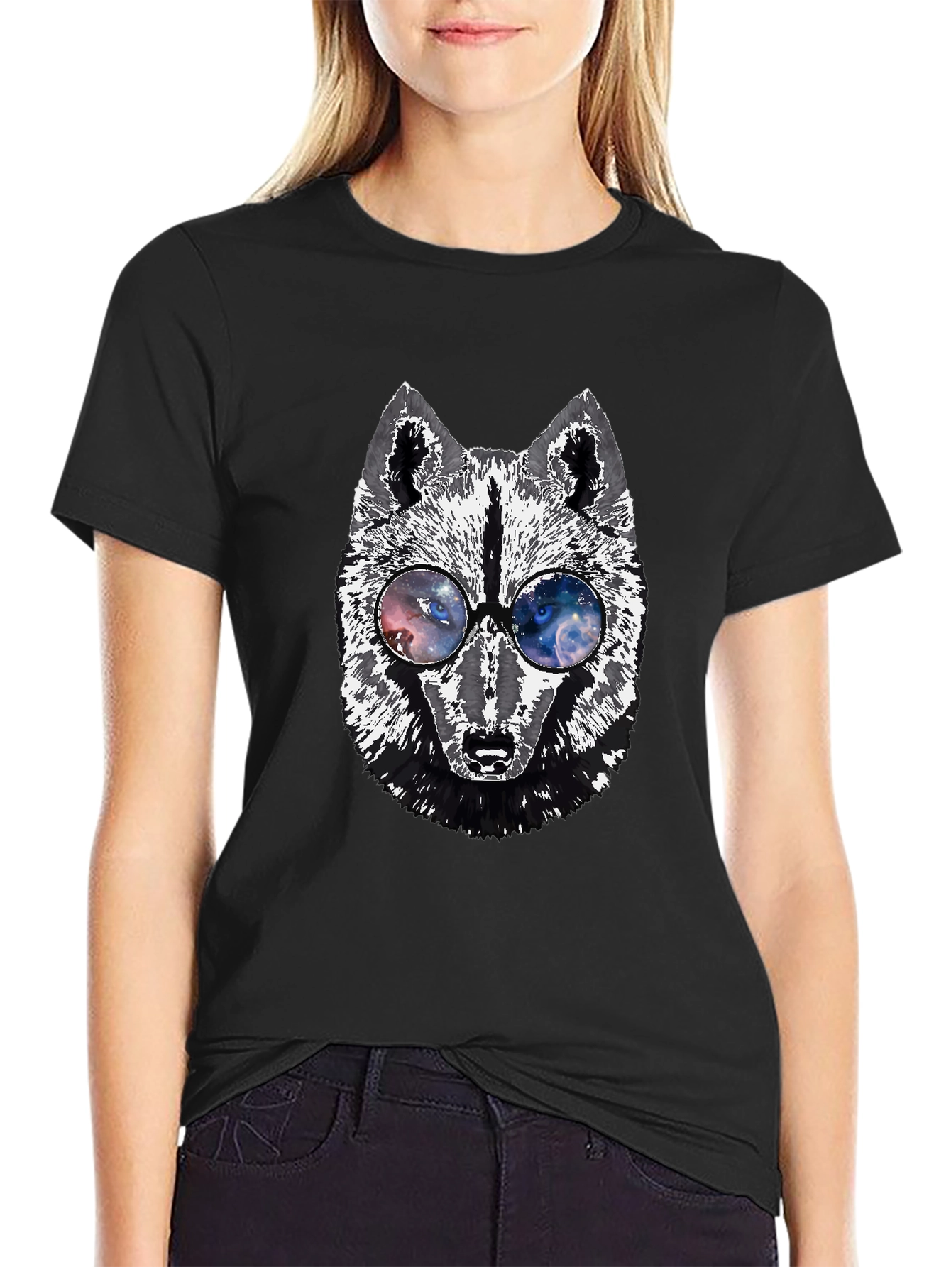 Wolf Graphic Tee - Galaxy Glasses