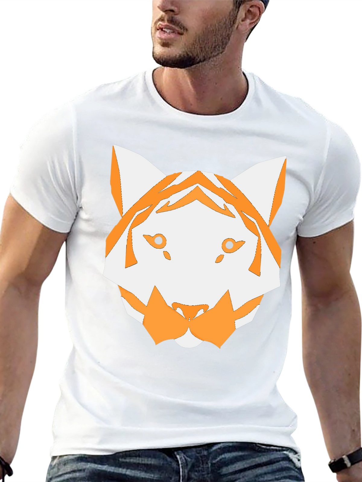 Geometric Tiger Graphic Tee - Black