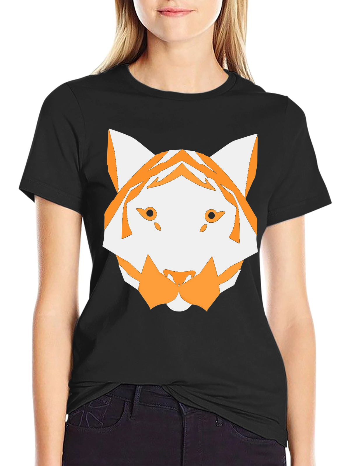 Geometric Tiger Graphic Tee - Black