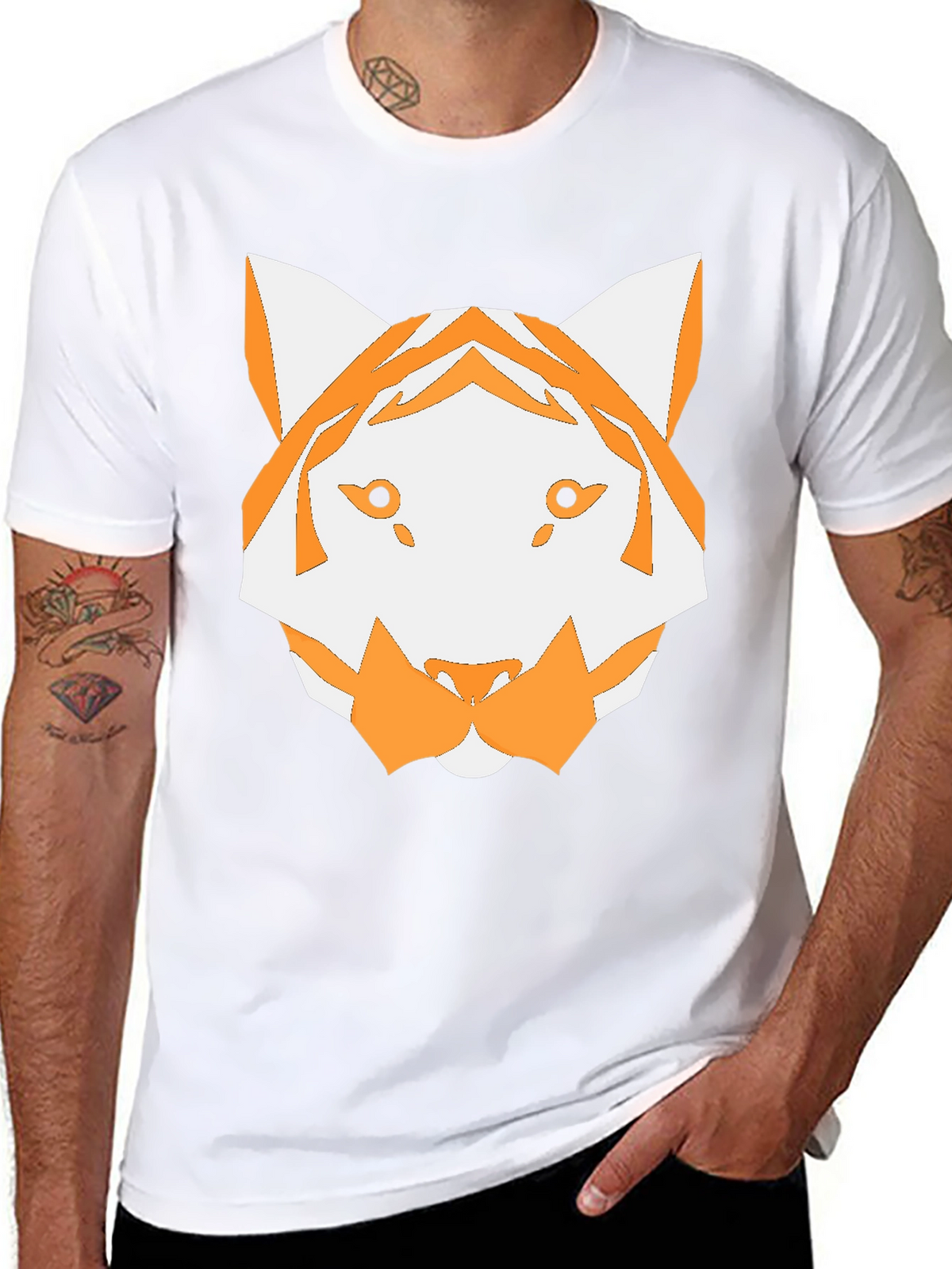 Geometric Tiger Graphic Tee - Black