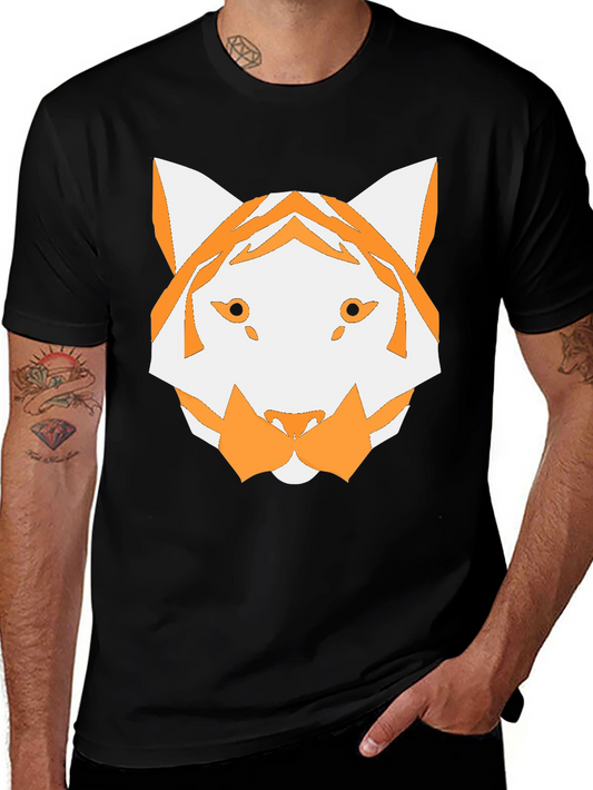 Geometric Tiger Graphic Tee - Black