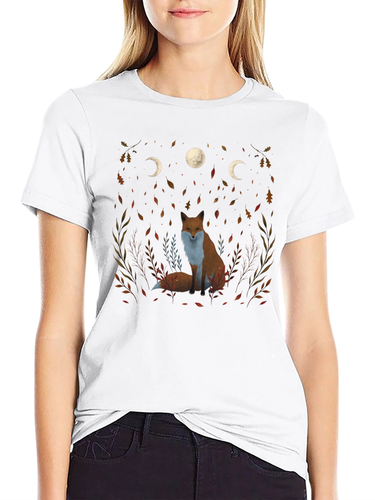 Fox and Moon Phase Graphic Tee