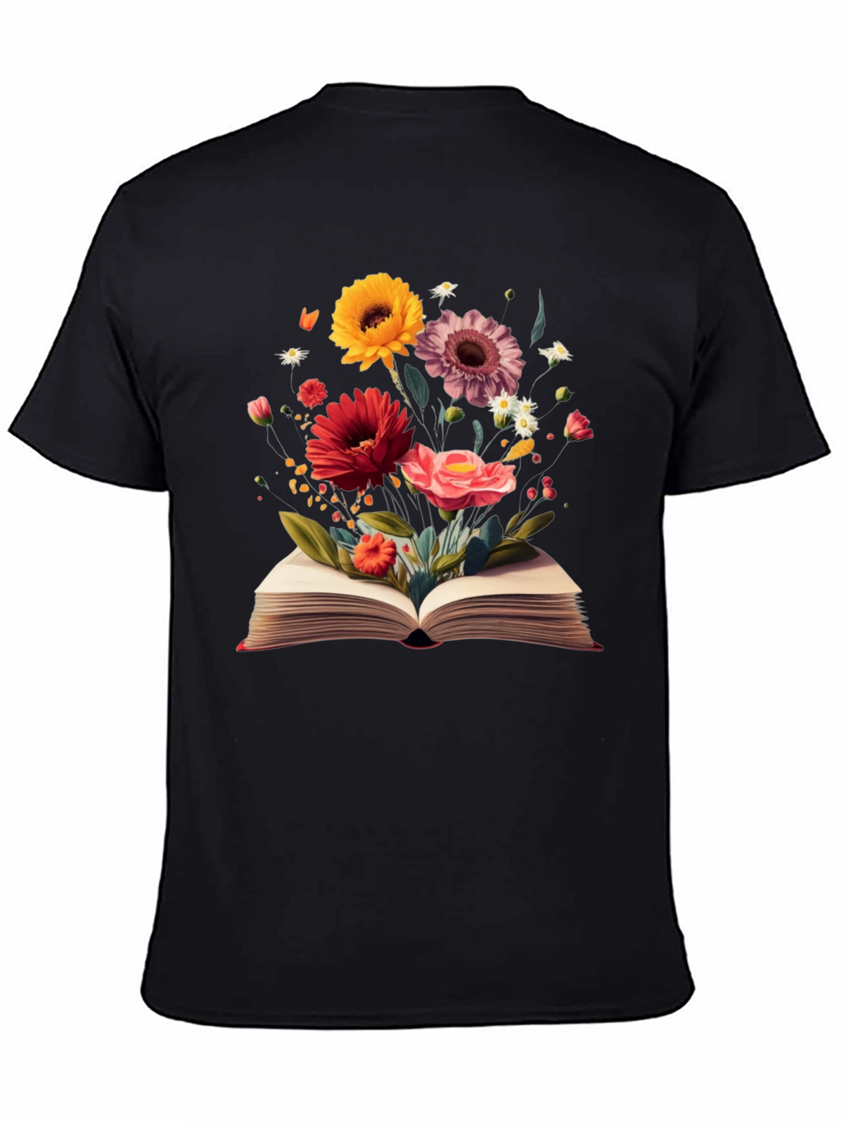 Floral Book T-Shirt - Literary Garden Design