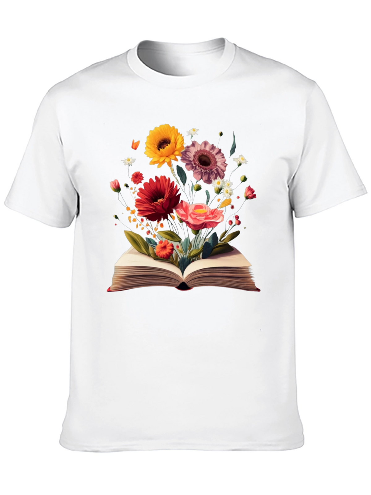 Floral Book T-Shirt - Literary Garden Design