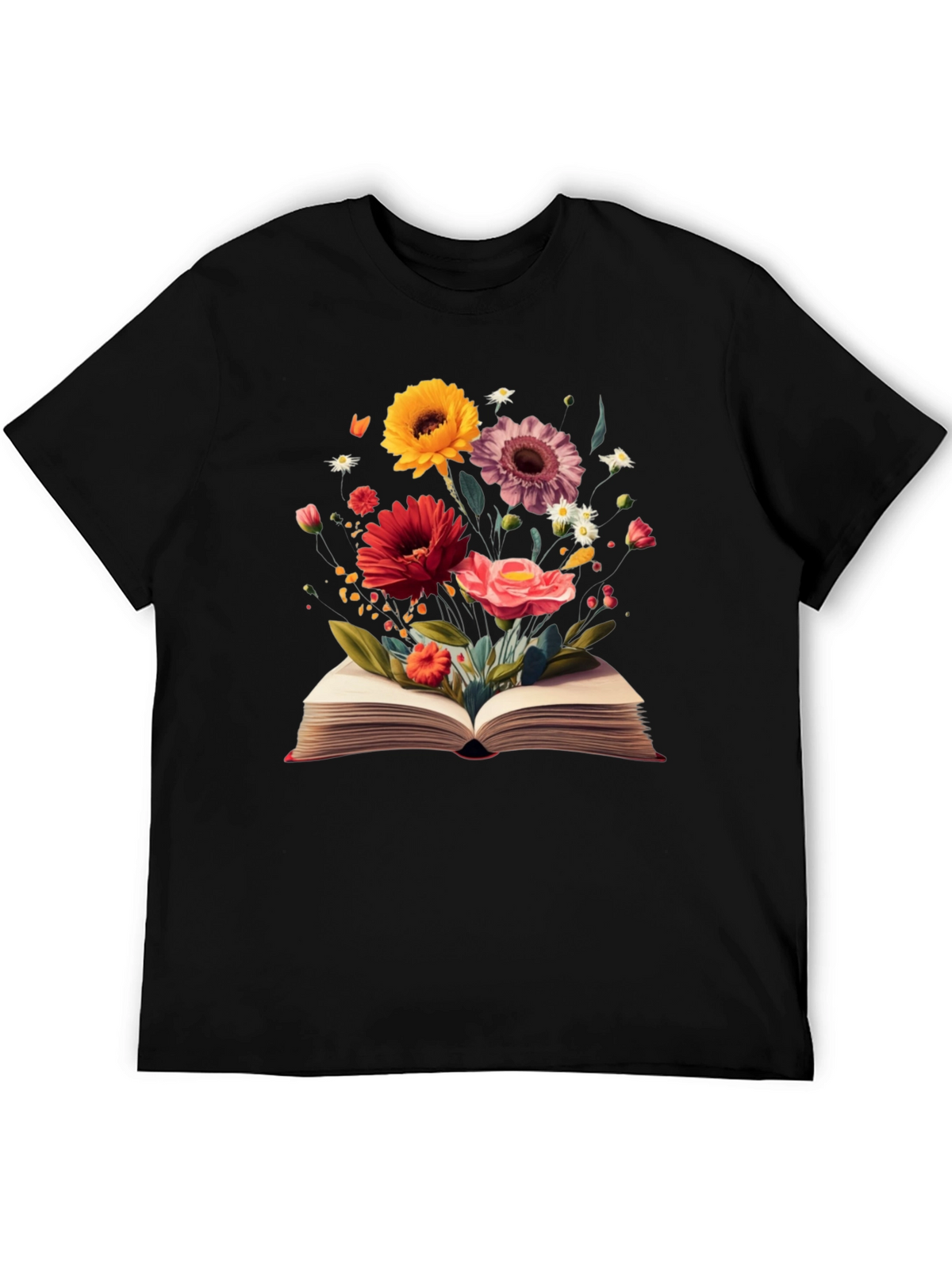 Floral Book T-Shirt - Literary Garden Design