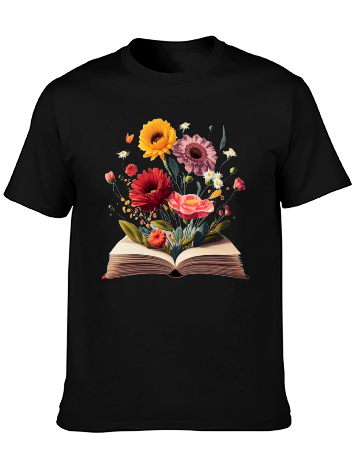 Floral Book T-Shirt - Literary Garden Design