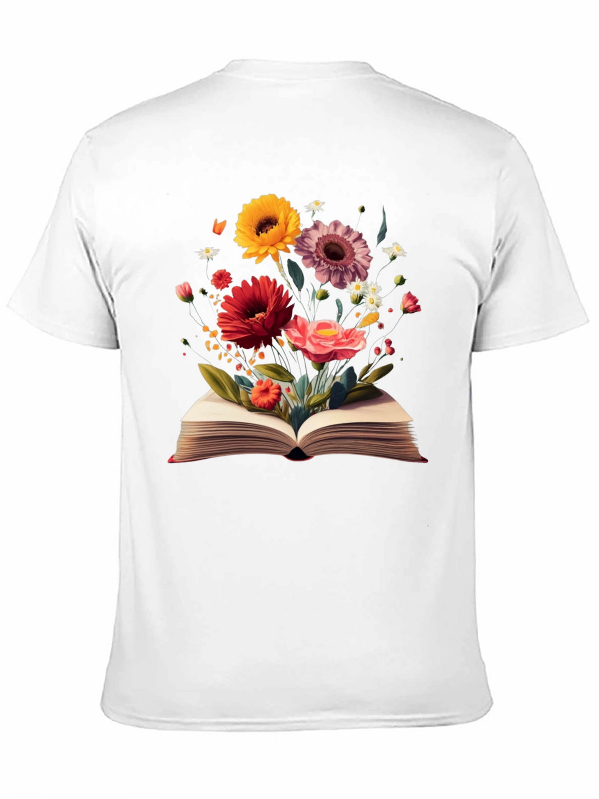 Floral Book T-Shirt - Literary Garden Design