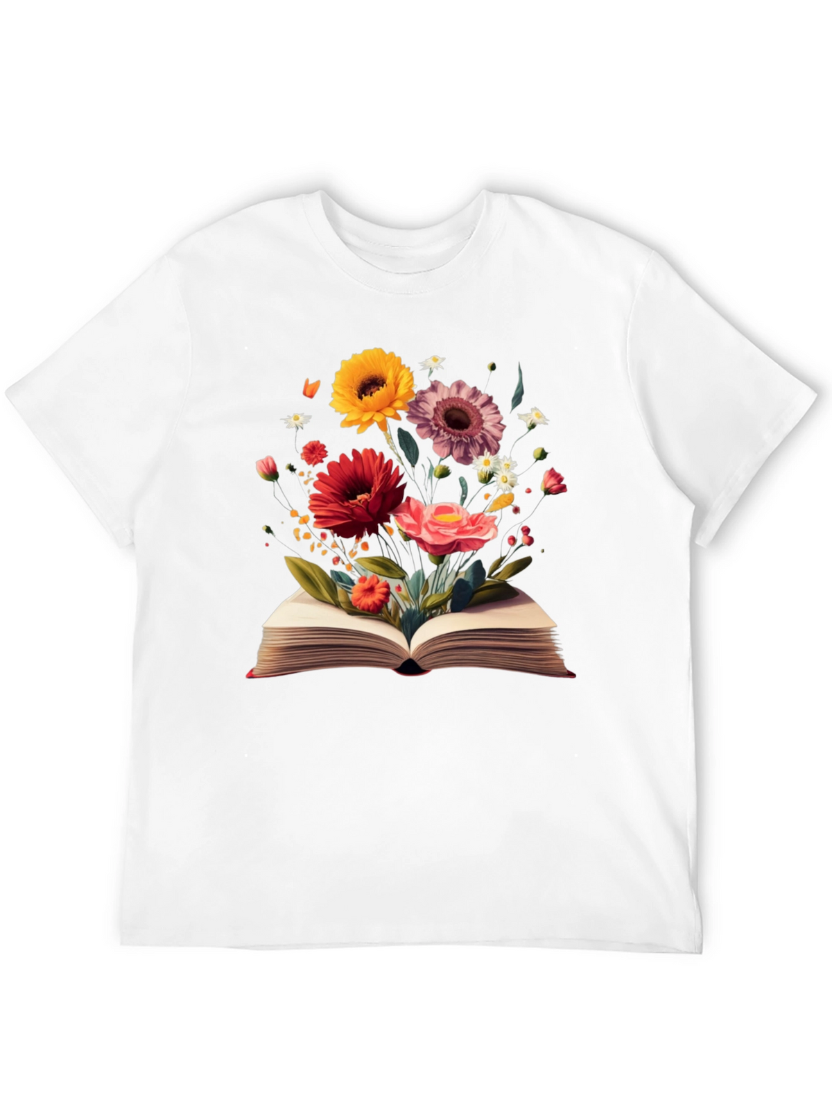 Floral Book T-Shirt - Literary Garden Design