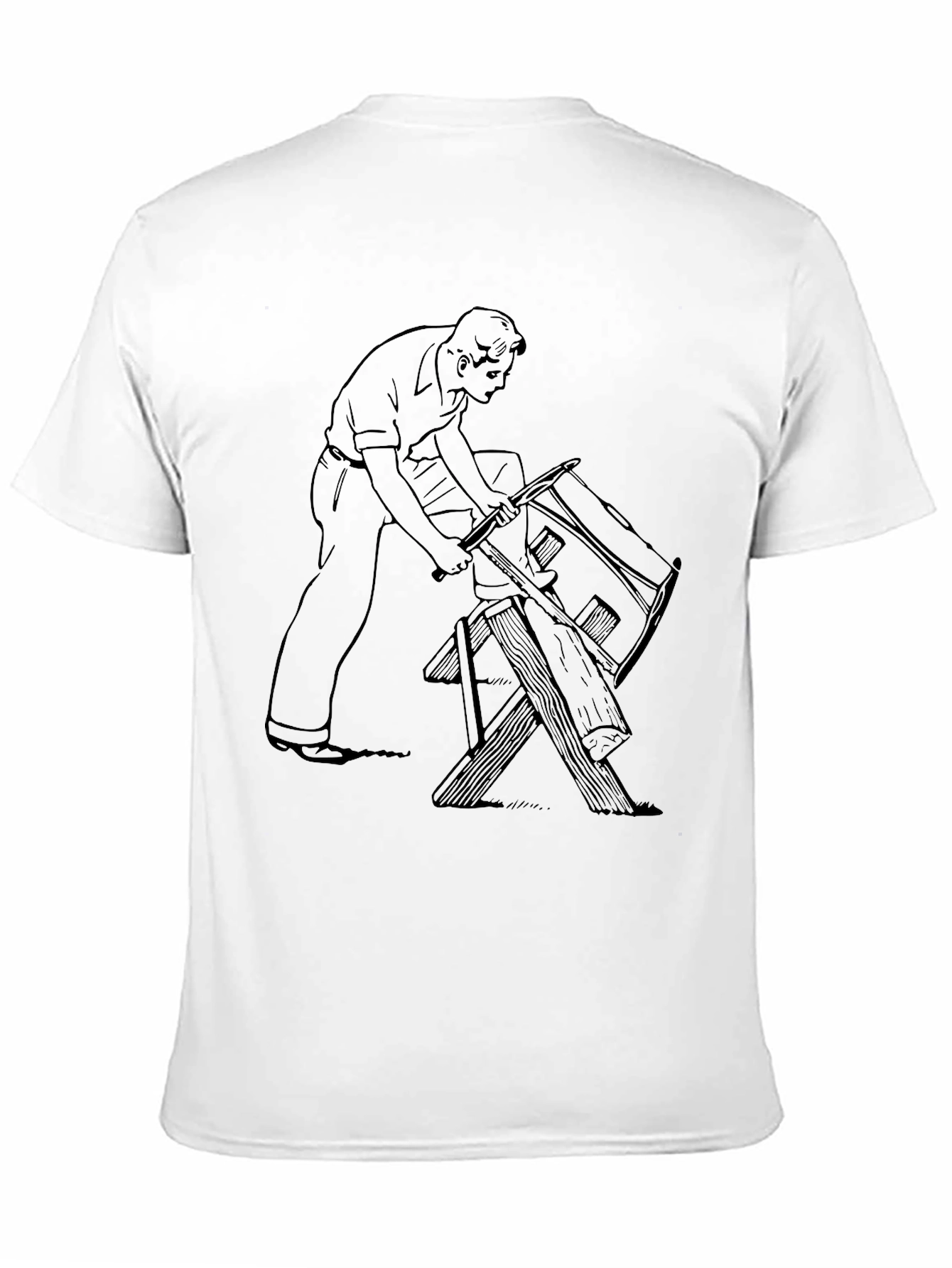 Retro Carpenter Graphic Tee - Black Cotton Comfort