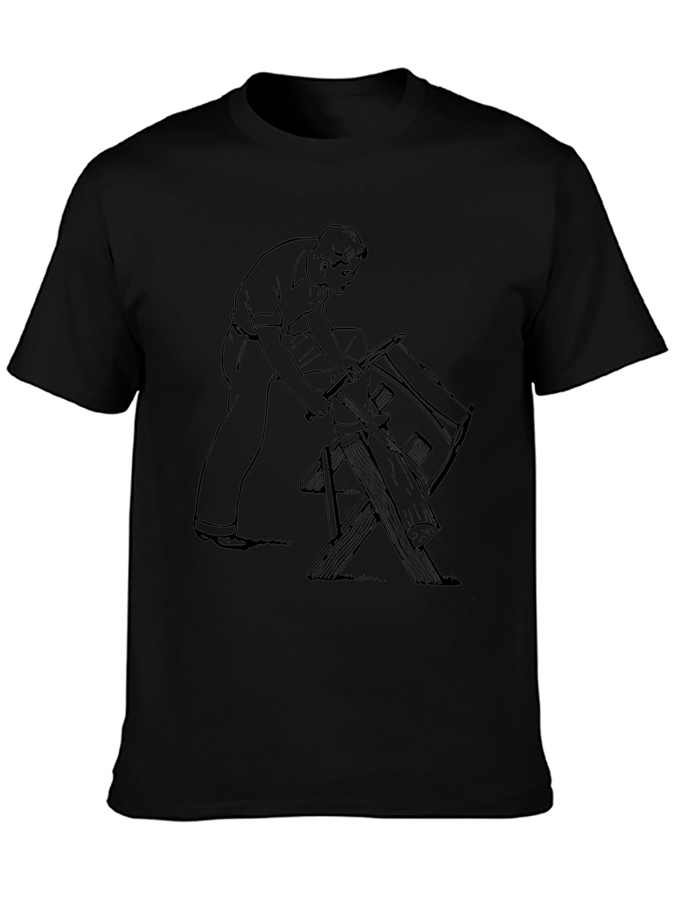 Retro Carpenter Graphic Tee - Black Cotton Comfort