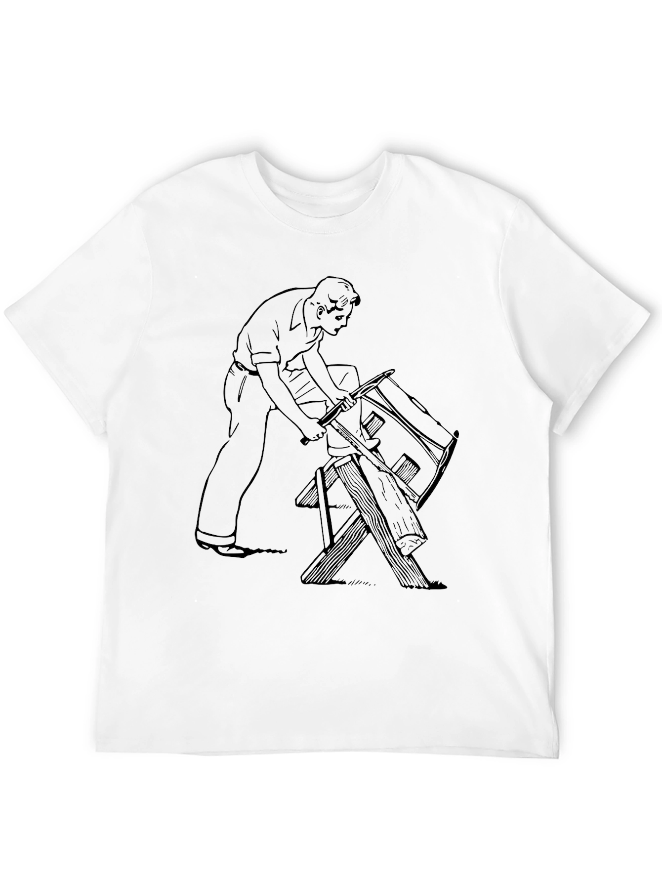 Retro Carpenter Graphic Tee - Black Cotton Comfort
