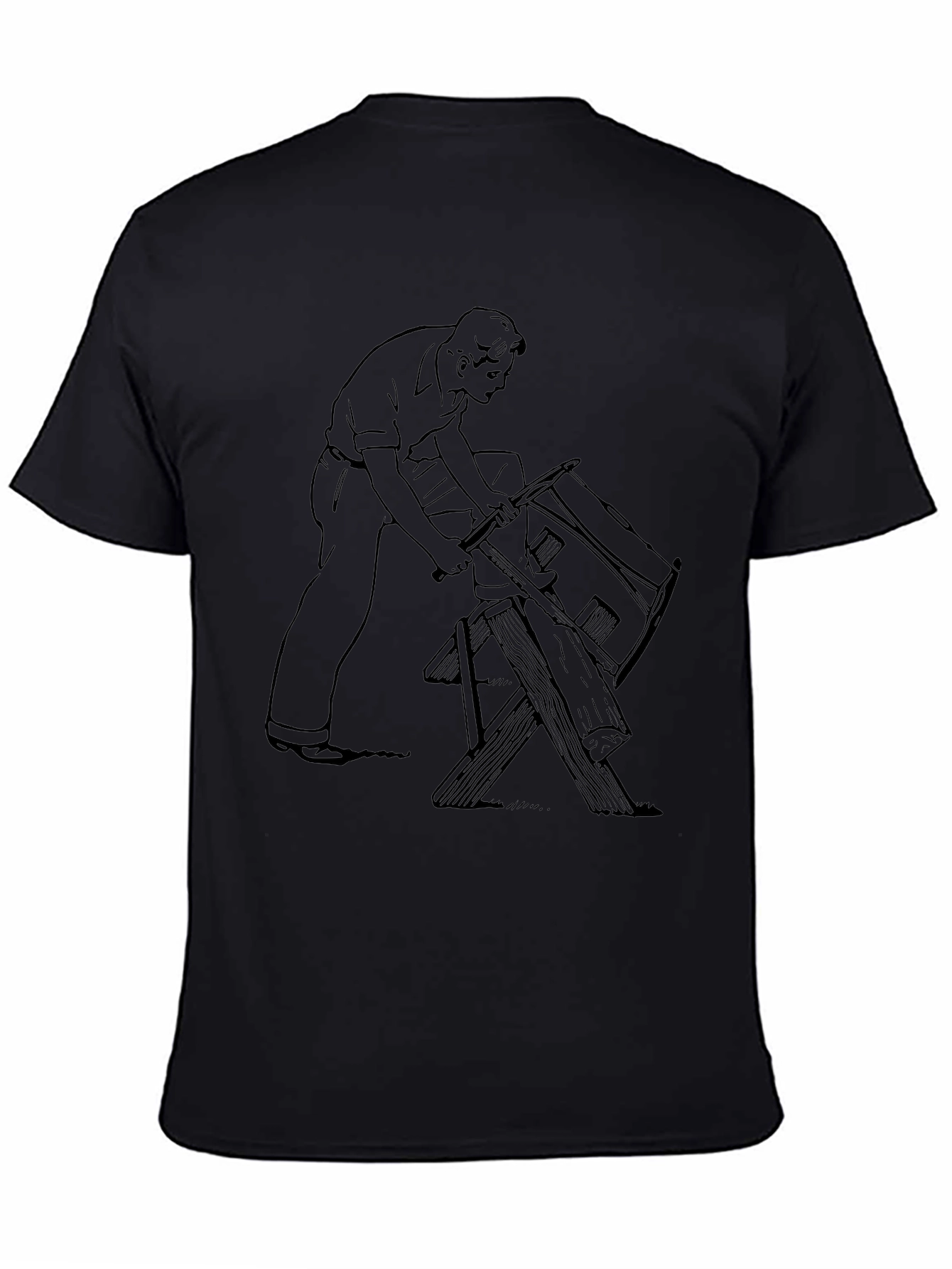 Retro Carpenter Graphic Tee - Black Cotton Comfort