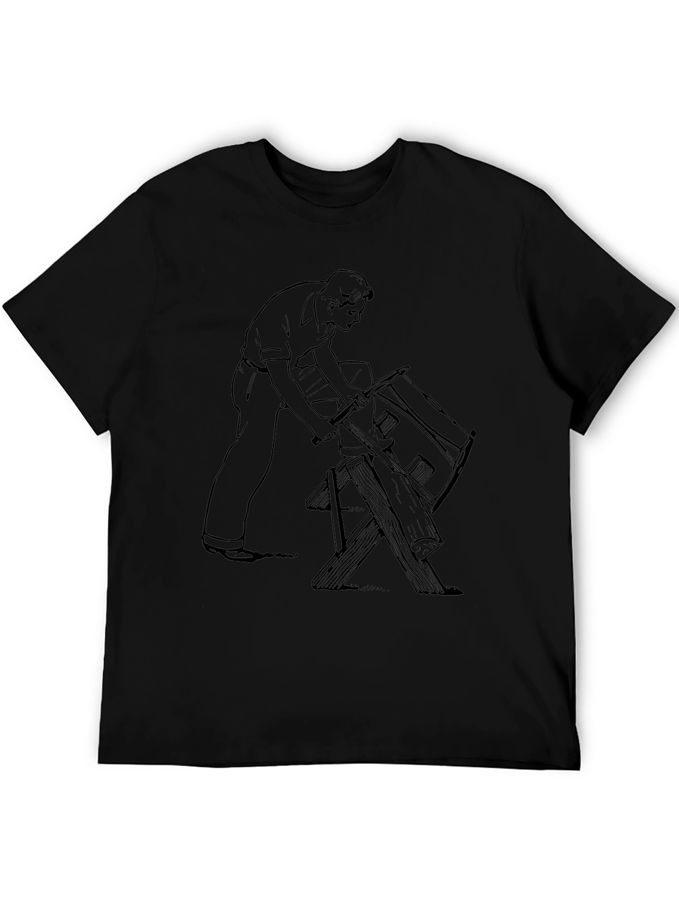 Retro Carpenter Graphic Tee - Black Cotton Comfort