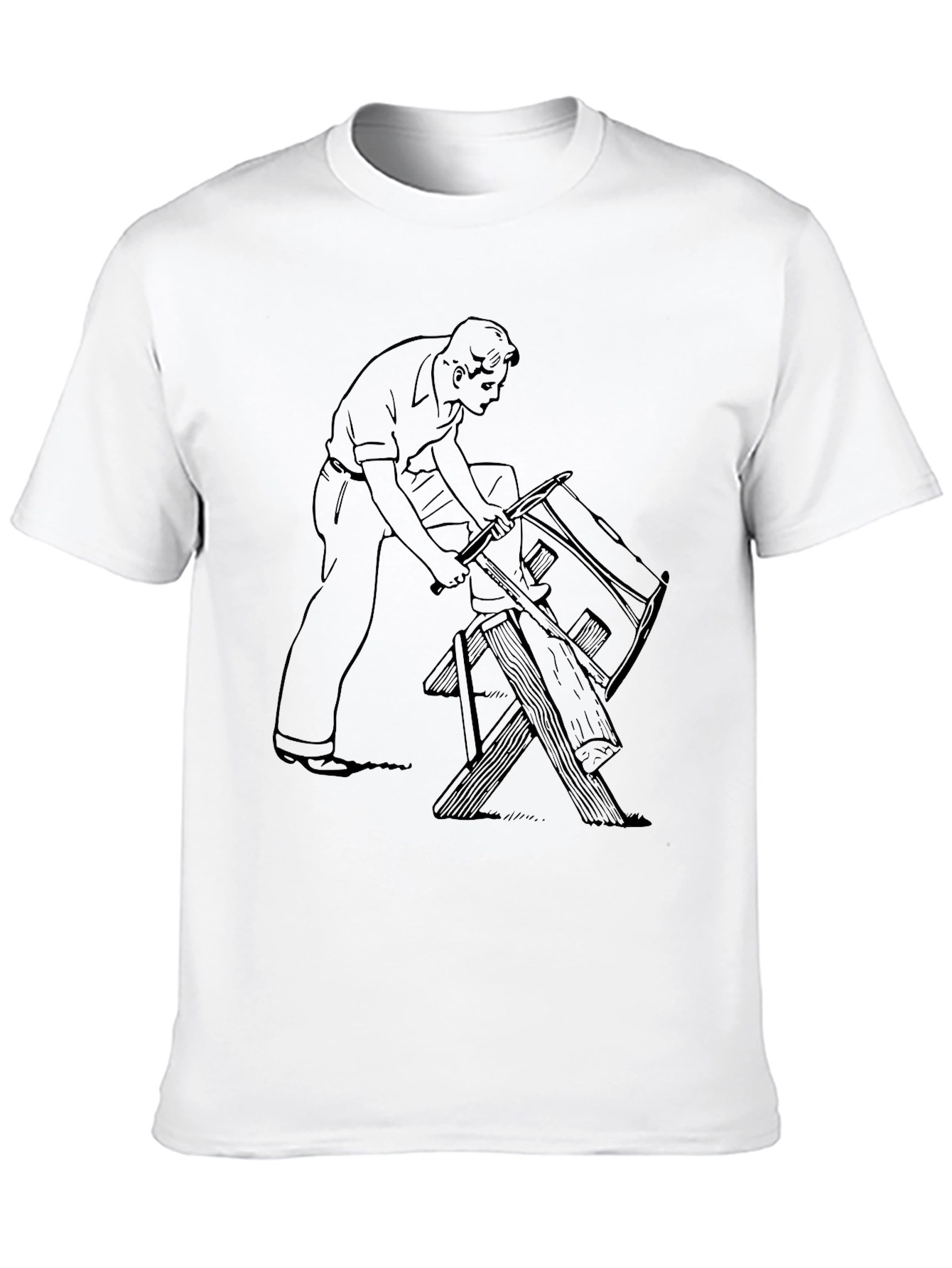 Retro Carpenter Graphic Tee - Black Cotton Comfort