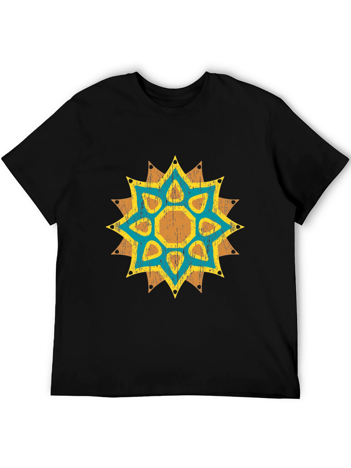 Geometric Starburst Graphic Tee - Distressed Print