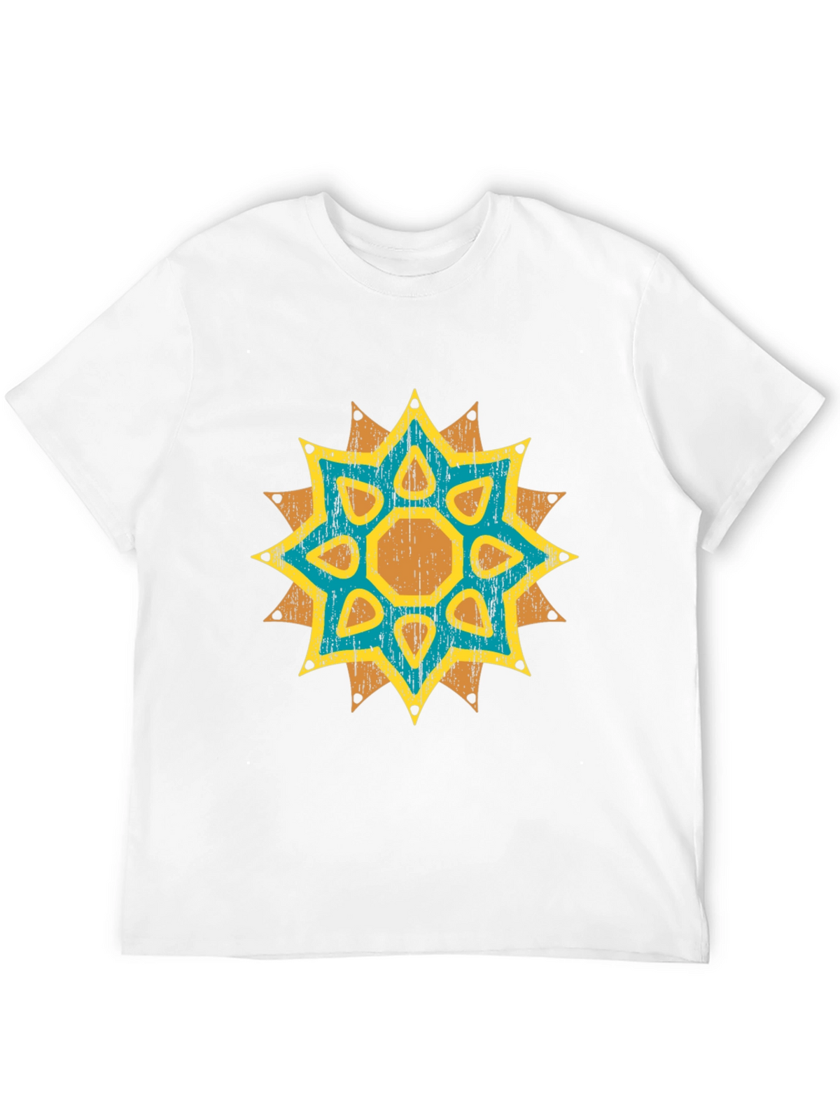 Geometric Starburst Graphic Tee - Distressed Print