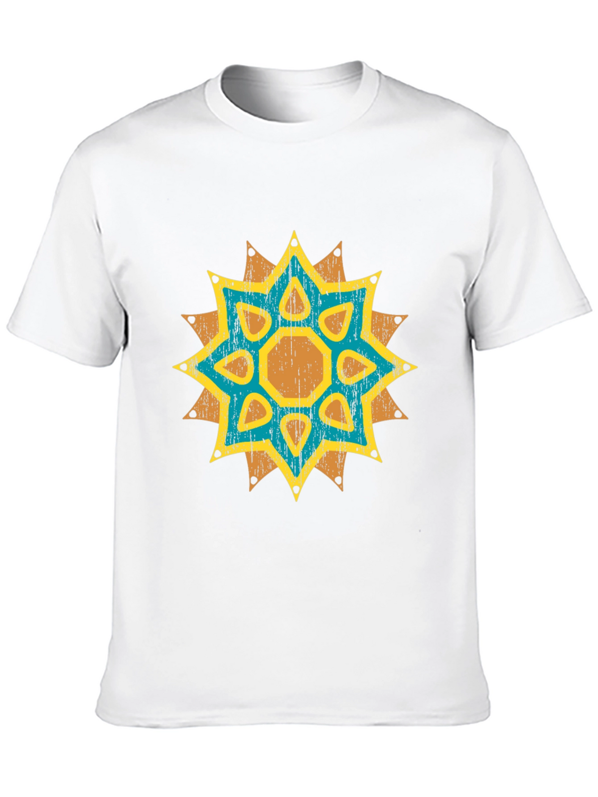 Geometric Starburst Graphic Tee - Distressed Print
