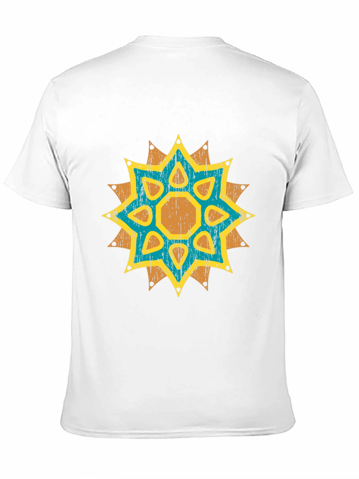 Geometric Starburst Graphic Tee - Distressed Print