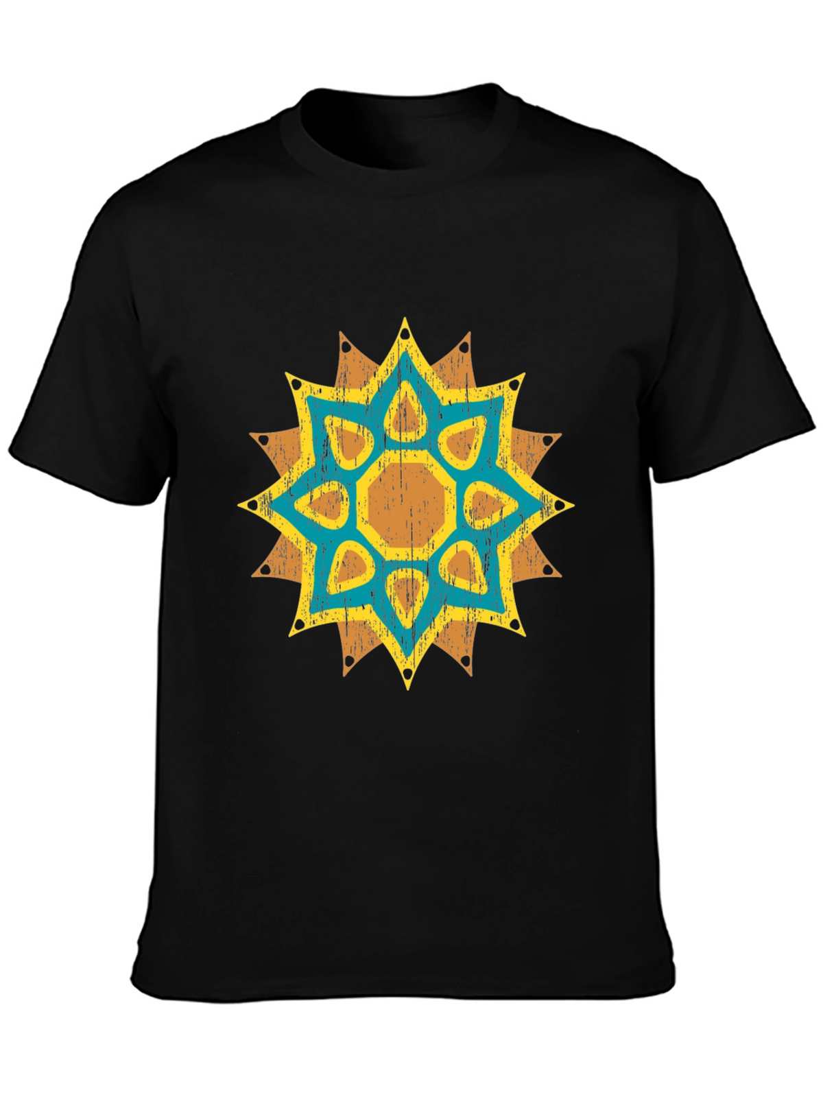 Geometric Starburst Graphic Tee - Distressed Print