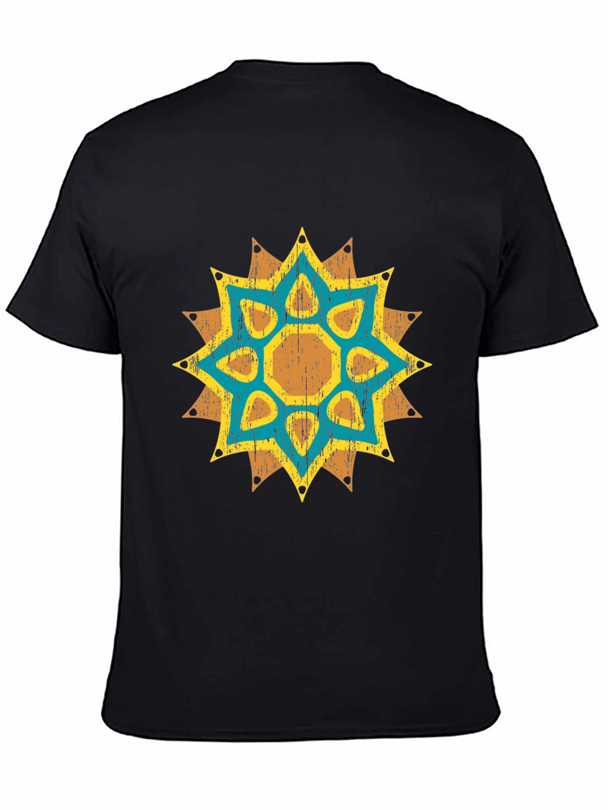 Geometric Starburst Graphic Tee - Distressed Print