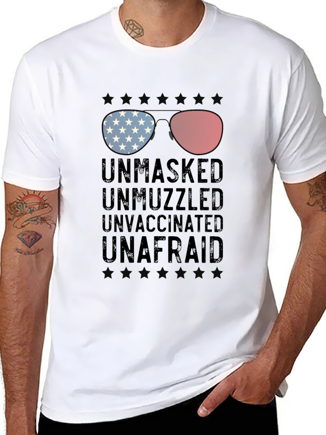 Unmasked Unvaccinated Patriotic T-Shirt
