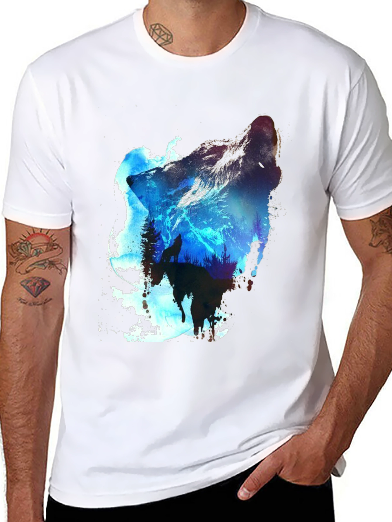 Wolf Silhouette Graphic T-Shirt - Nature Inspired Tee