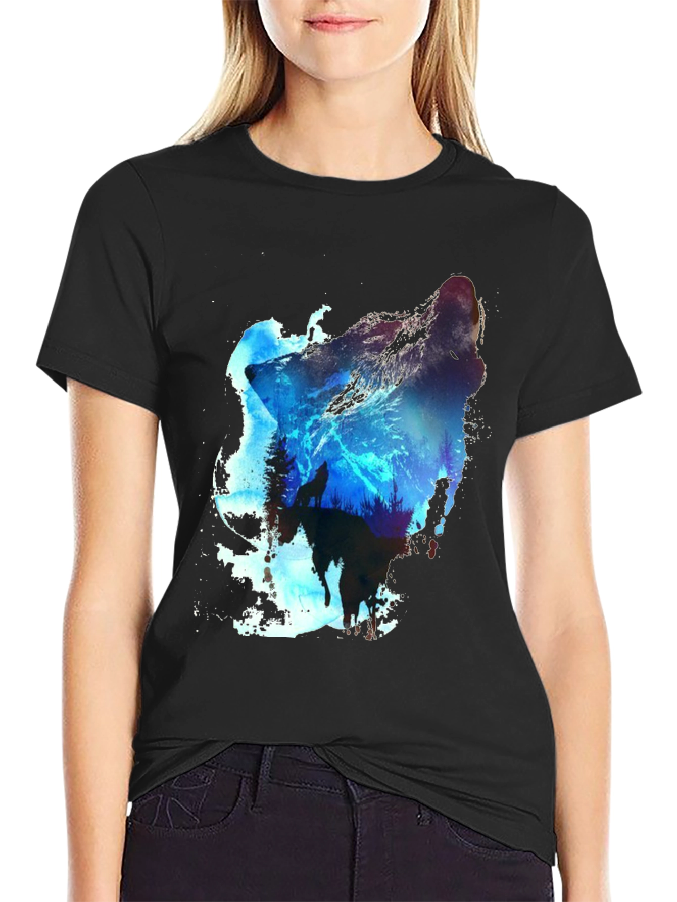 Wolf Silhouette Graphic T-Shirt - Nature Inspired Tee