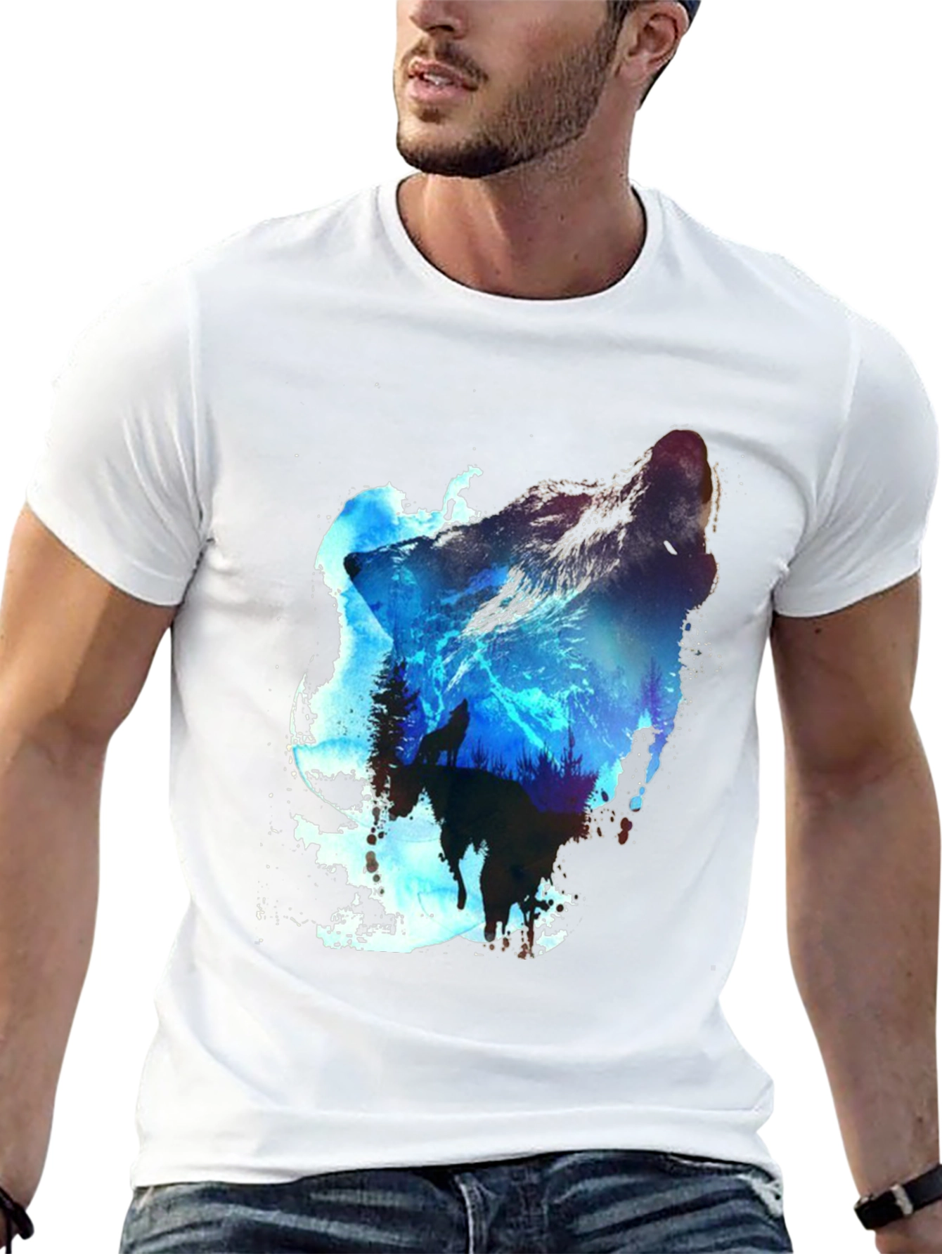 Wolf Silhouette Graphic T-Shirt - Nature Inspired Tee