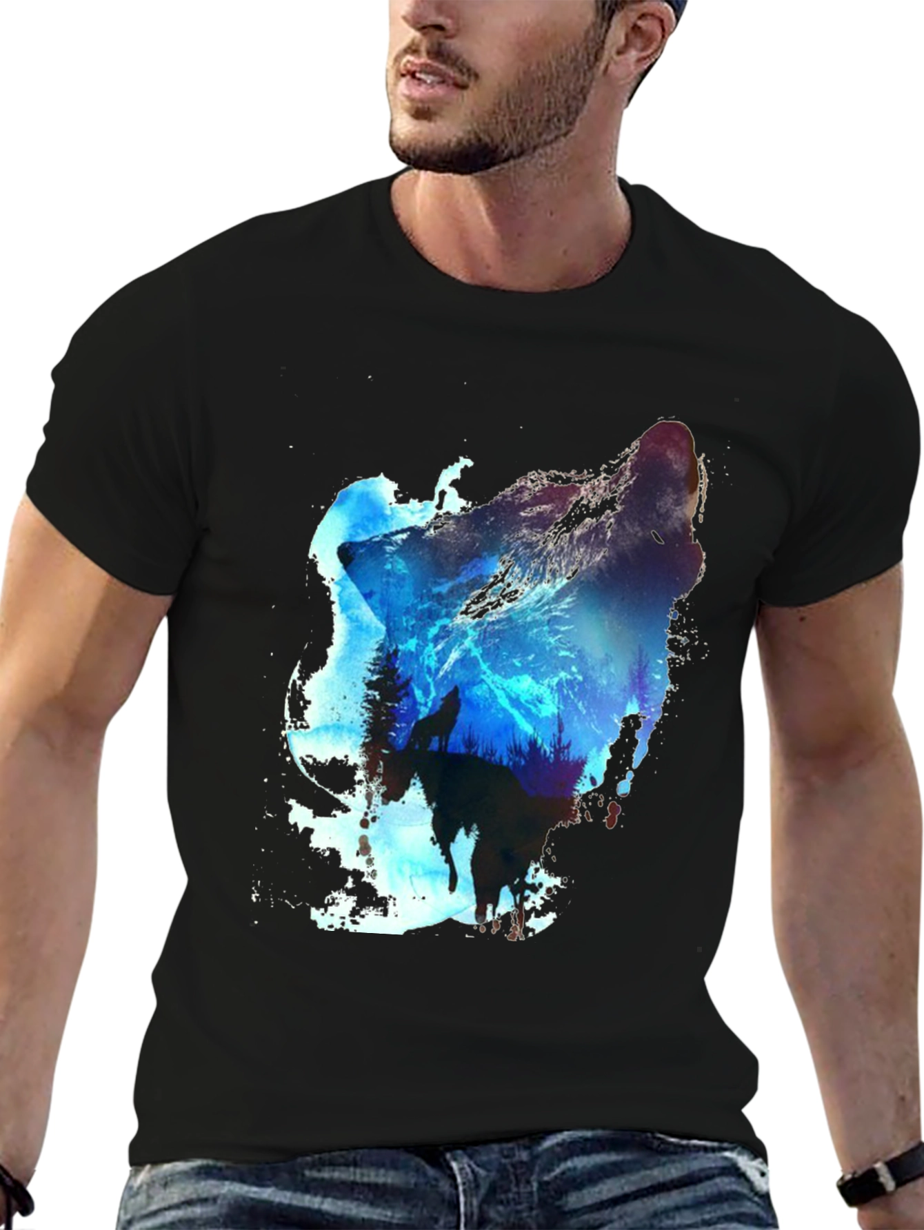 Wolf Silhouette Graphic T-Shirt - Nature Inspired Tee