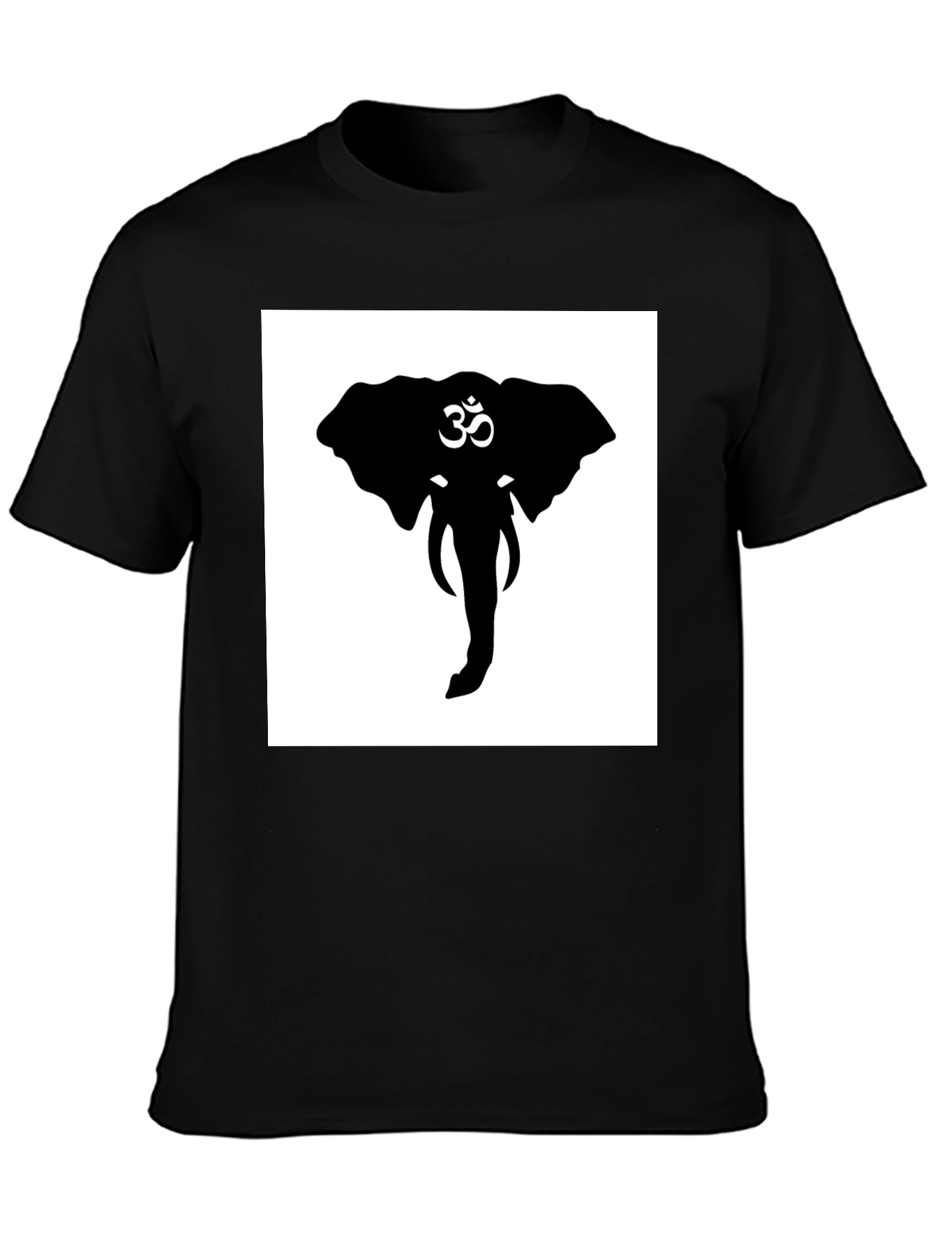 Elephant Om Symbol Graphic Tee - Black Cotton T-Shirt