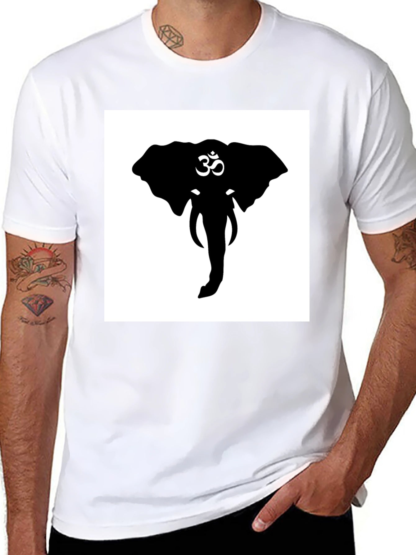 Elephant Om Symbol Graphic Tee - Black Cotton T-Shirt