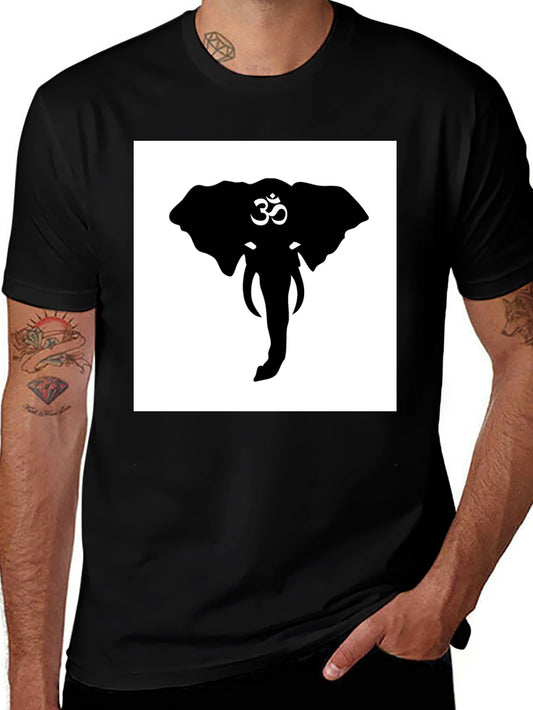 Elephant Om Symbol Graphic Tee - Black Cotton T-Shirt